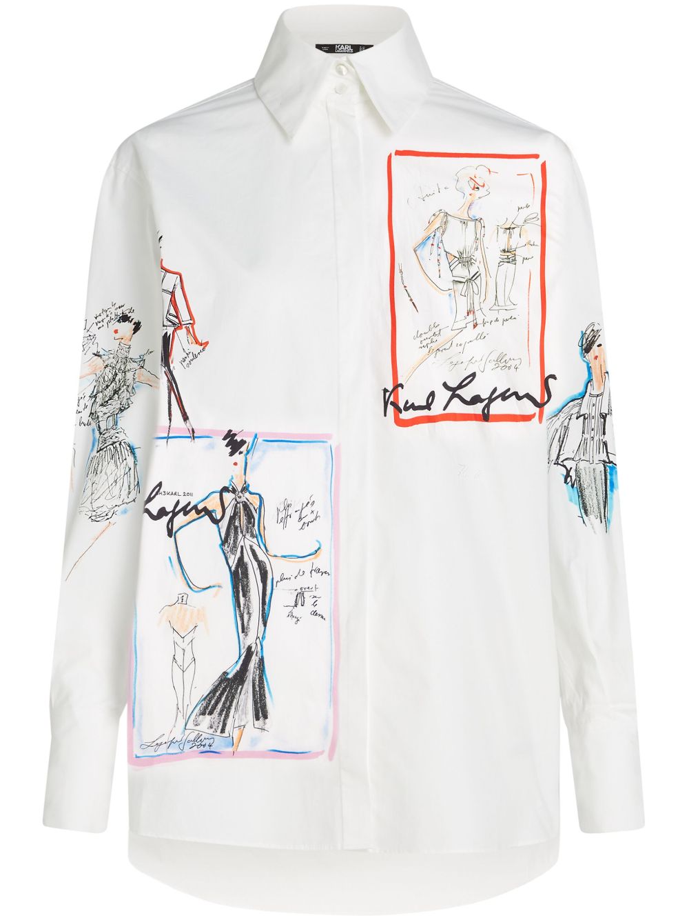 Karl Lagerfeld Archive Sketch 棉衬衫 - 白色