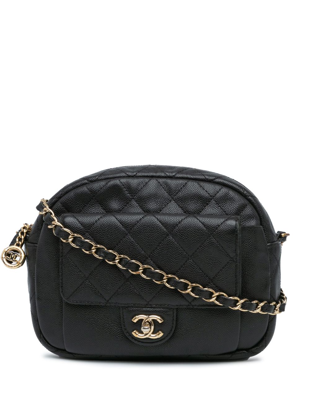 CHANEL Pre-Owned Caviar CC Day Camera 绗缝斜挎包（2019年典藏款） - 黑色