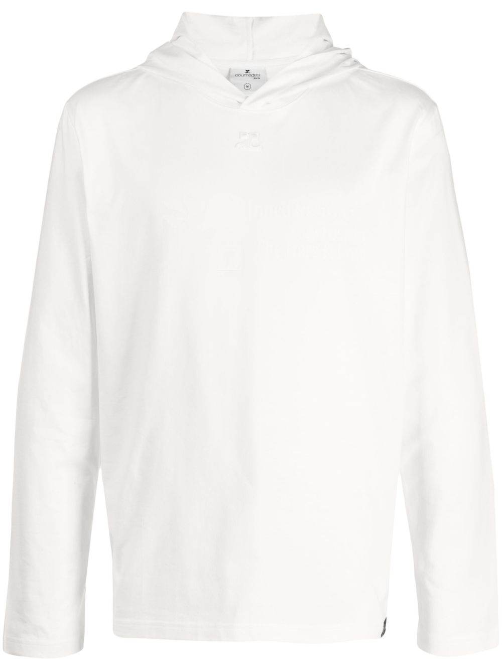 Courrèges logo刺绣连帽衫 - 白色