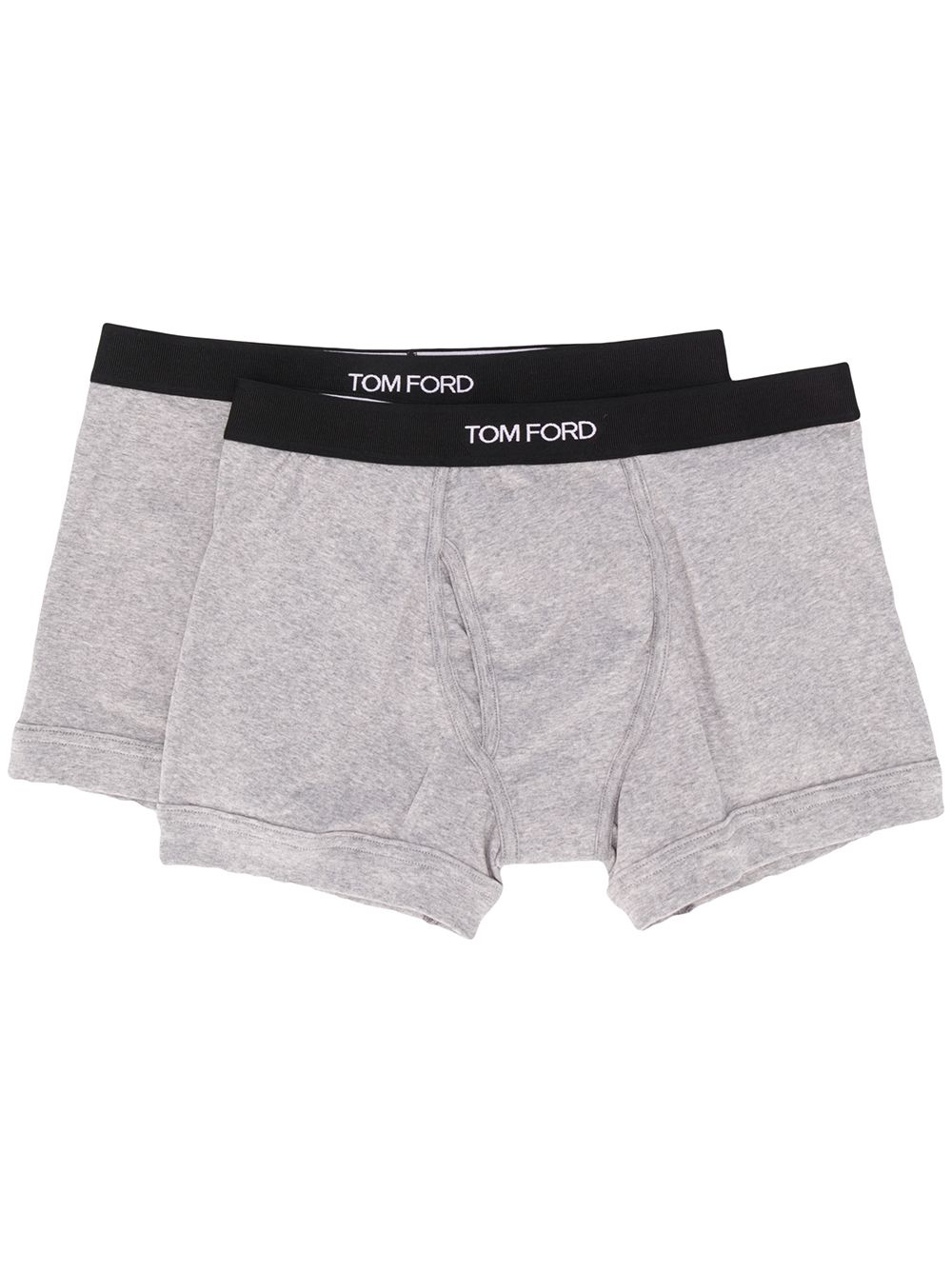 TOM FORD logo裤腰緊身四角裤（两件装） - 灰色