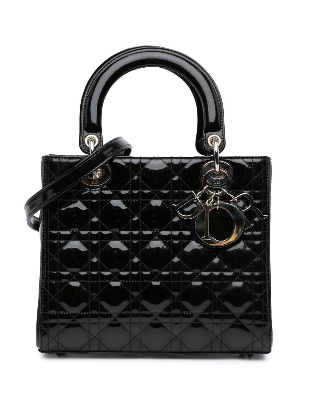 Christian Dior Pre-Owned 2011 Medium Patent Cannage Lady Dior satchel - 黑色