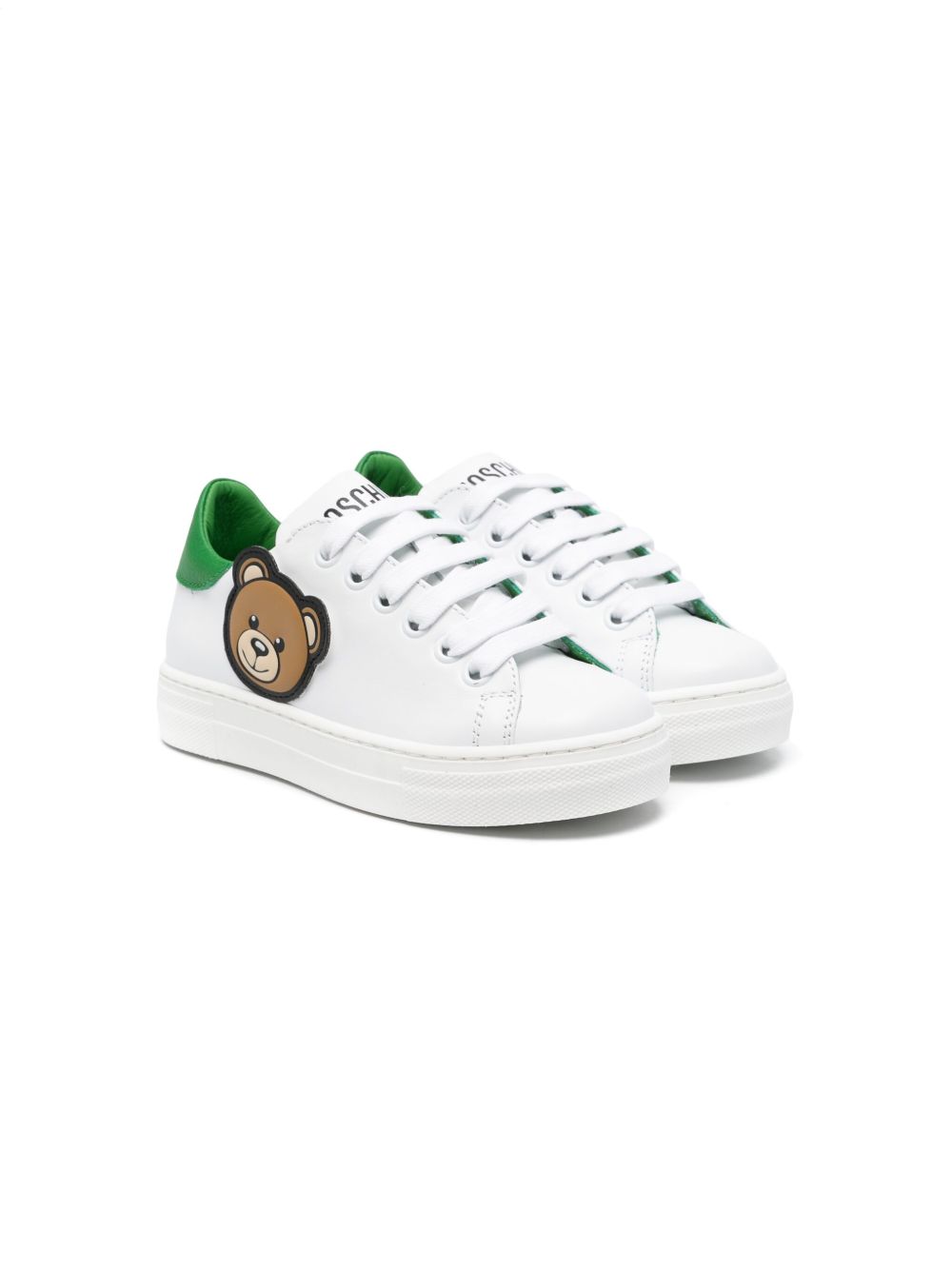 Moschino Kids Leo Teddy 图案运动鞋 - 白色