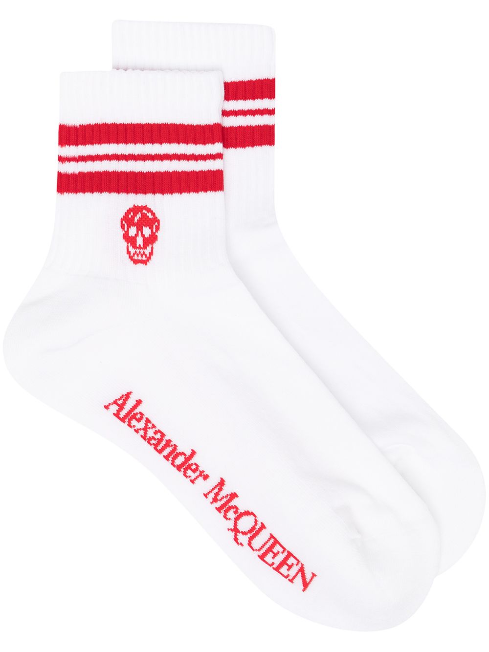 Alexander McQueen 亚历山大·麦昆 条纹边饰针织袜 - 白色