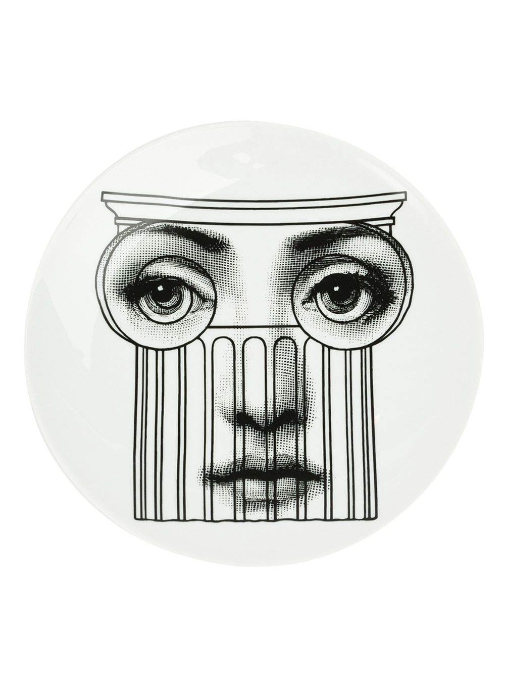 Fornasetti 脸部印花瓷盘 - 黑色