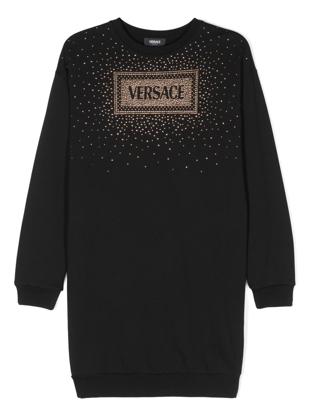 Versace Kids logo水钻卫衣式连衣裙 - 黑色