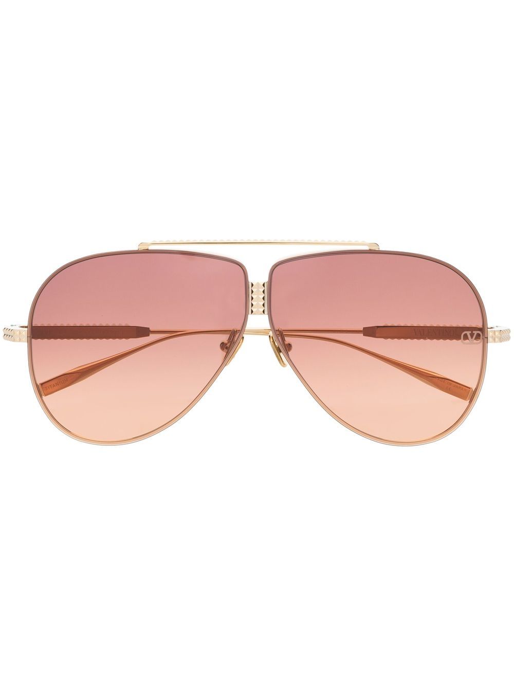 VALENTINO GARAVANI EYEWEAR 华伦天奴 Rockstud 飞行员太阳眼镜 - 金色