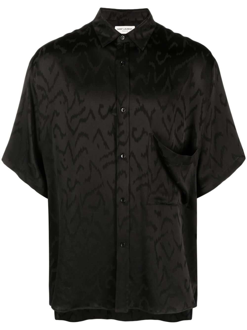 Saint Laurent 图案提花短袖衬衫 - 黑色