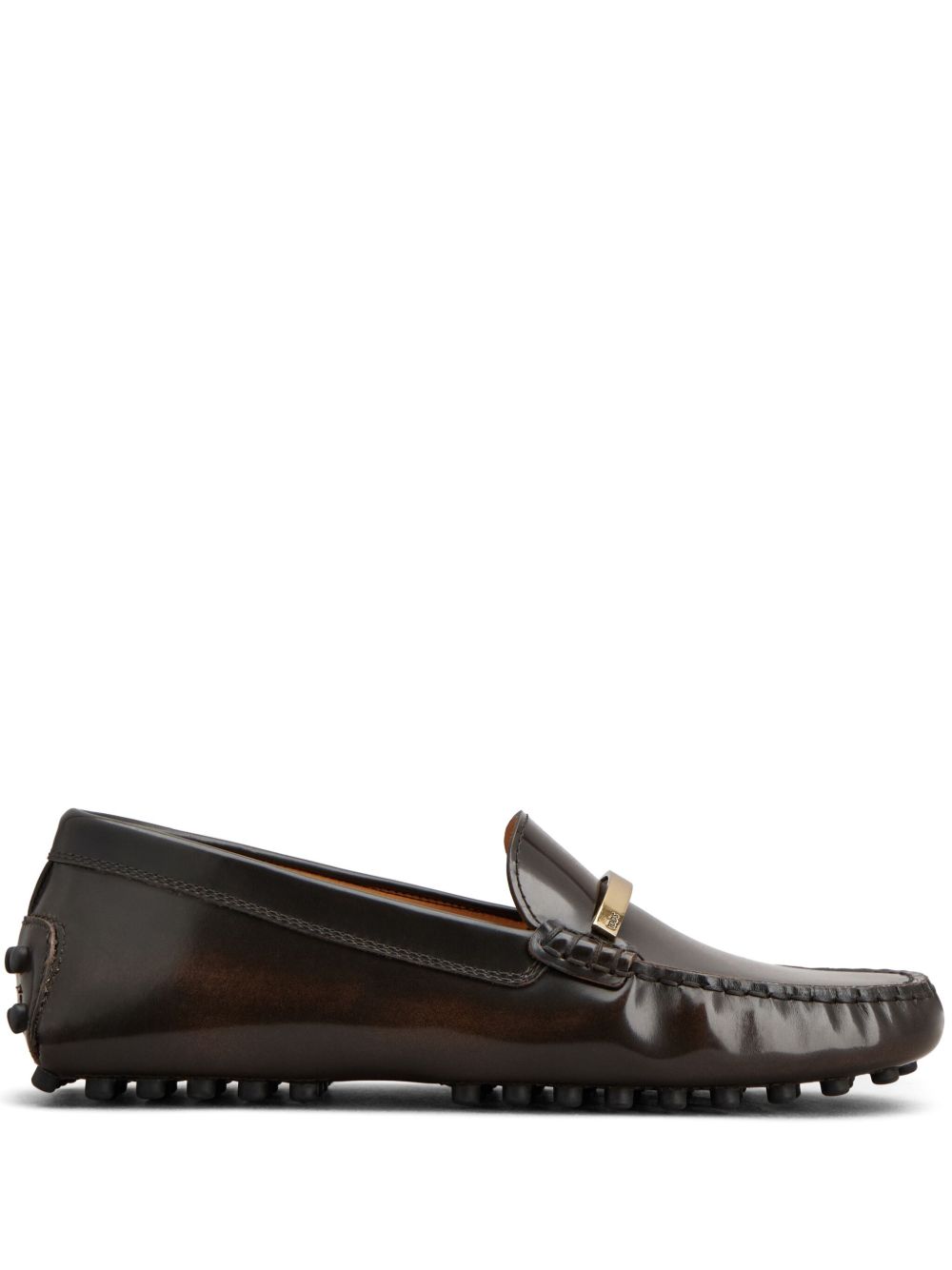 Tod's logo标牌皮质乐福鞋 - 褐色