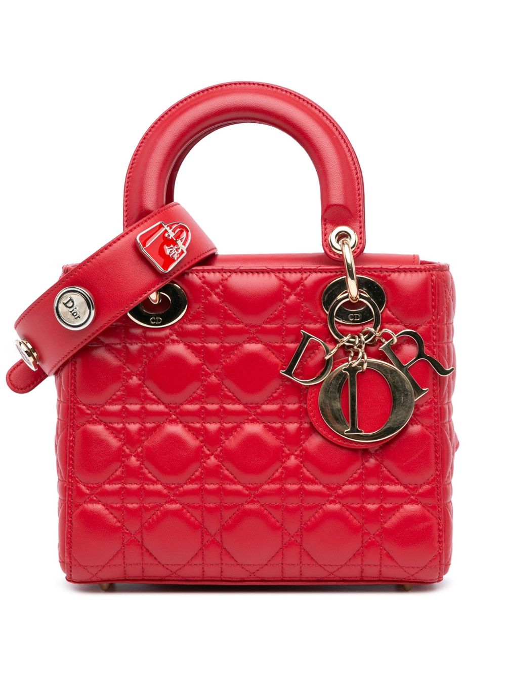 Christian Dior Pre-Owned 2017 Small Lambskin Cannage My ABCDior Lady Dior satchel - 红色