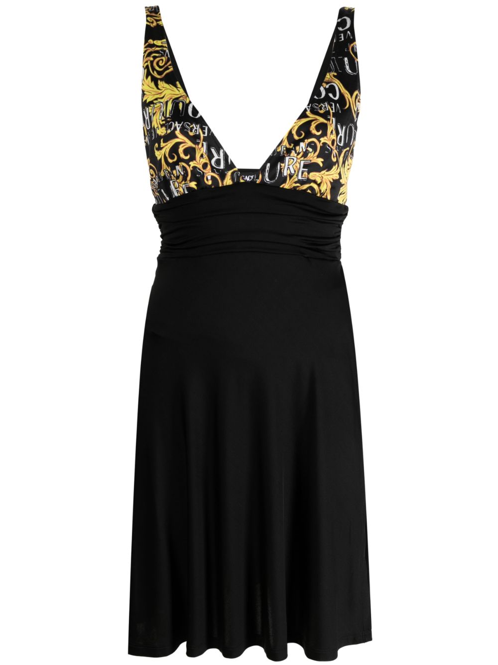 Versace Jeans Couture logo印花迷你连衣裙 - 黑色
