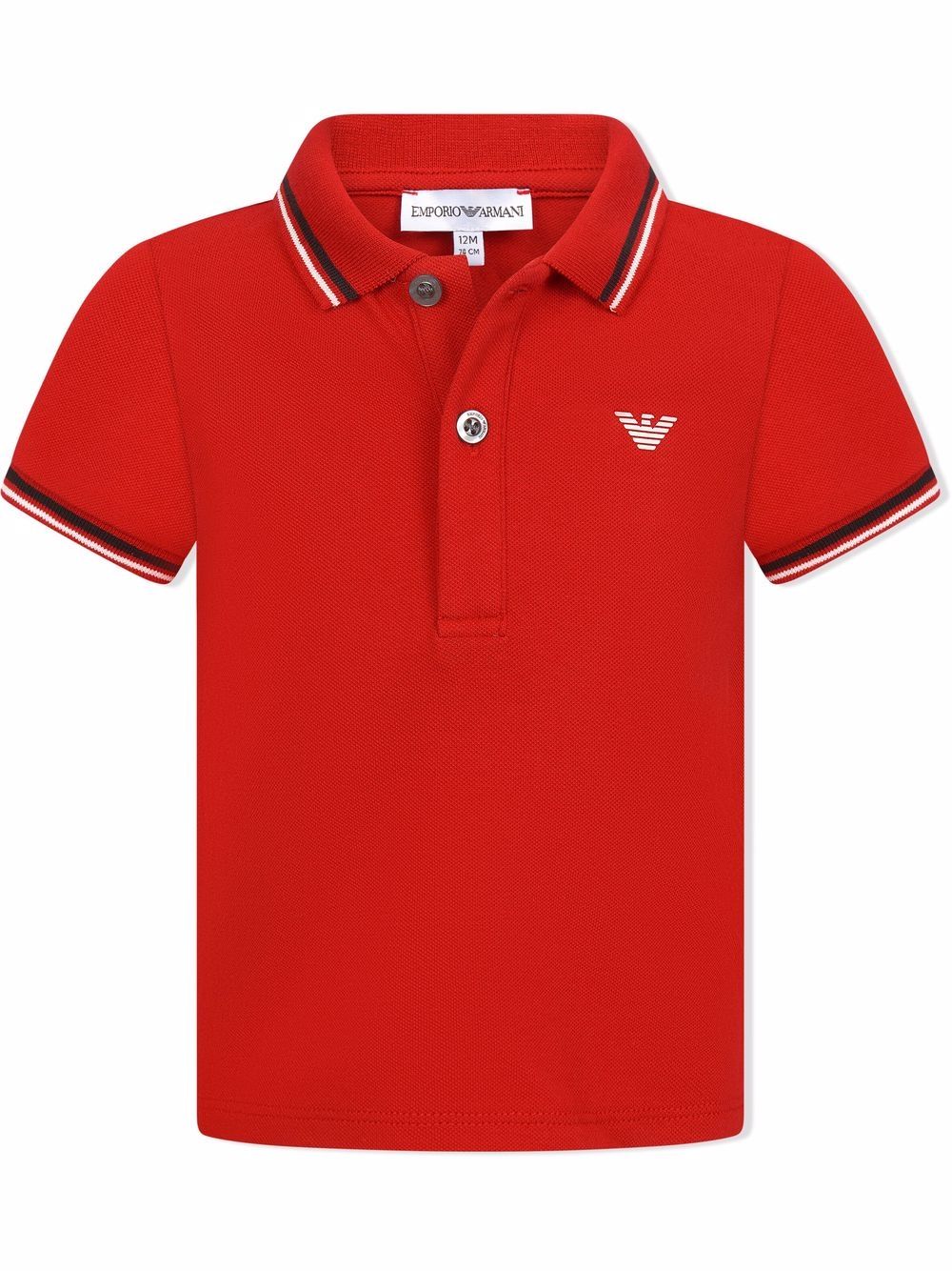 Emporio Armani Kids 老鹰logo图案polo衫 - 红色