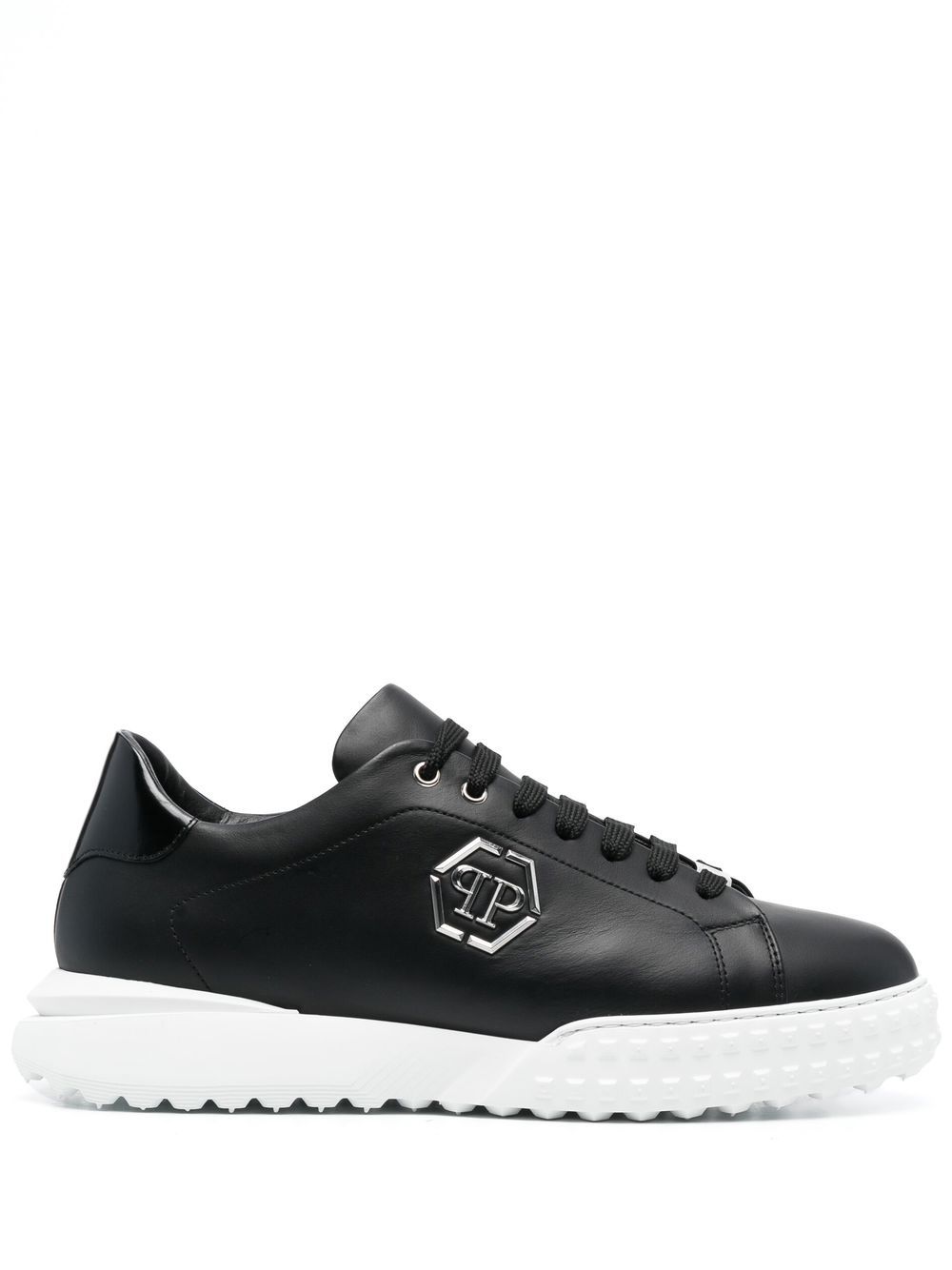 Philipp Plein 低帮皮质运动鞋 - 黑色