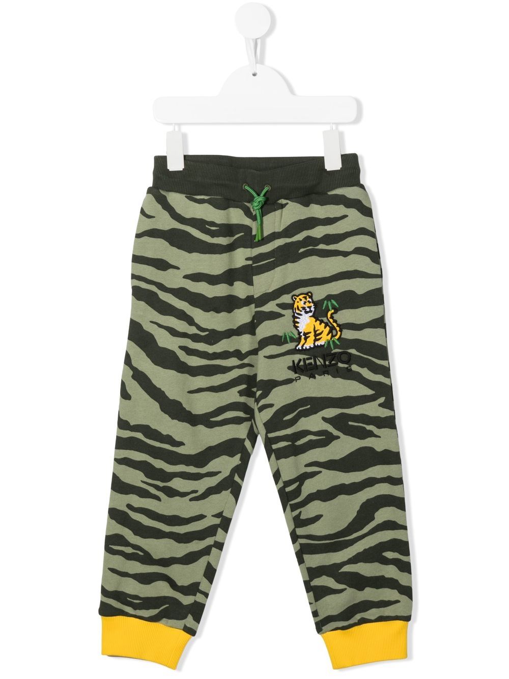 Kenzo Kids 老虎印花棉运动裤 - 绿色