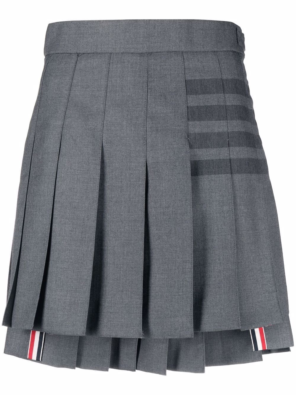 Thom Browne 4-Bar 百褶迷你半身裙 - 灰色