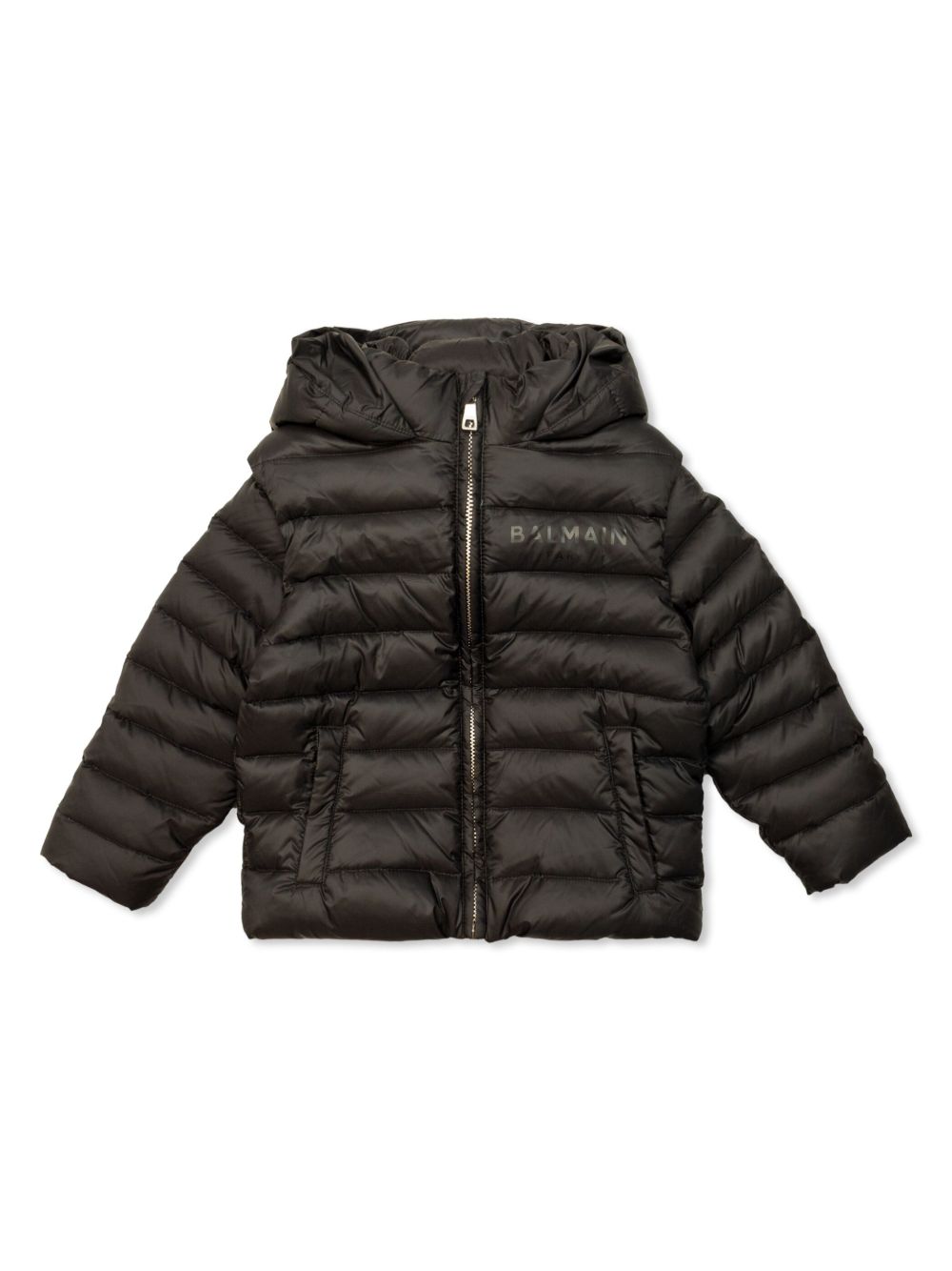 Balmain Kids logo印花填充夹克 - 黑色
