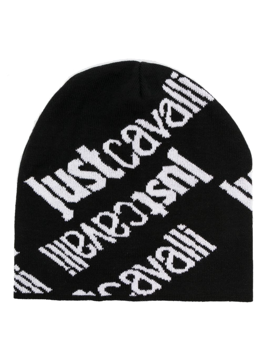 Just Cavalli logo嵌花针织套头帽 - 黑色