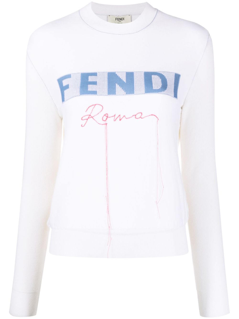 FENDI 标贴罗纹针织毛衣 - 白色