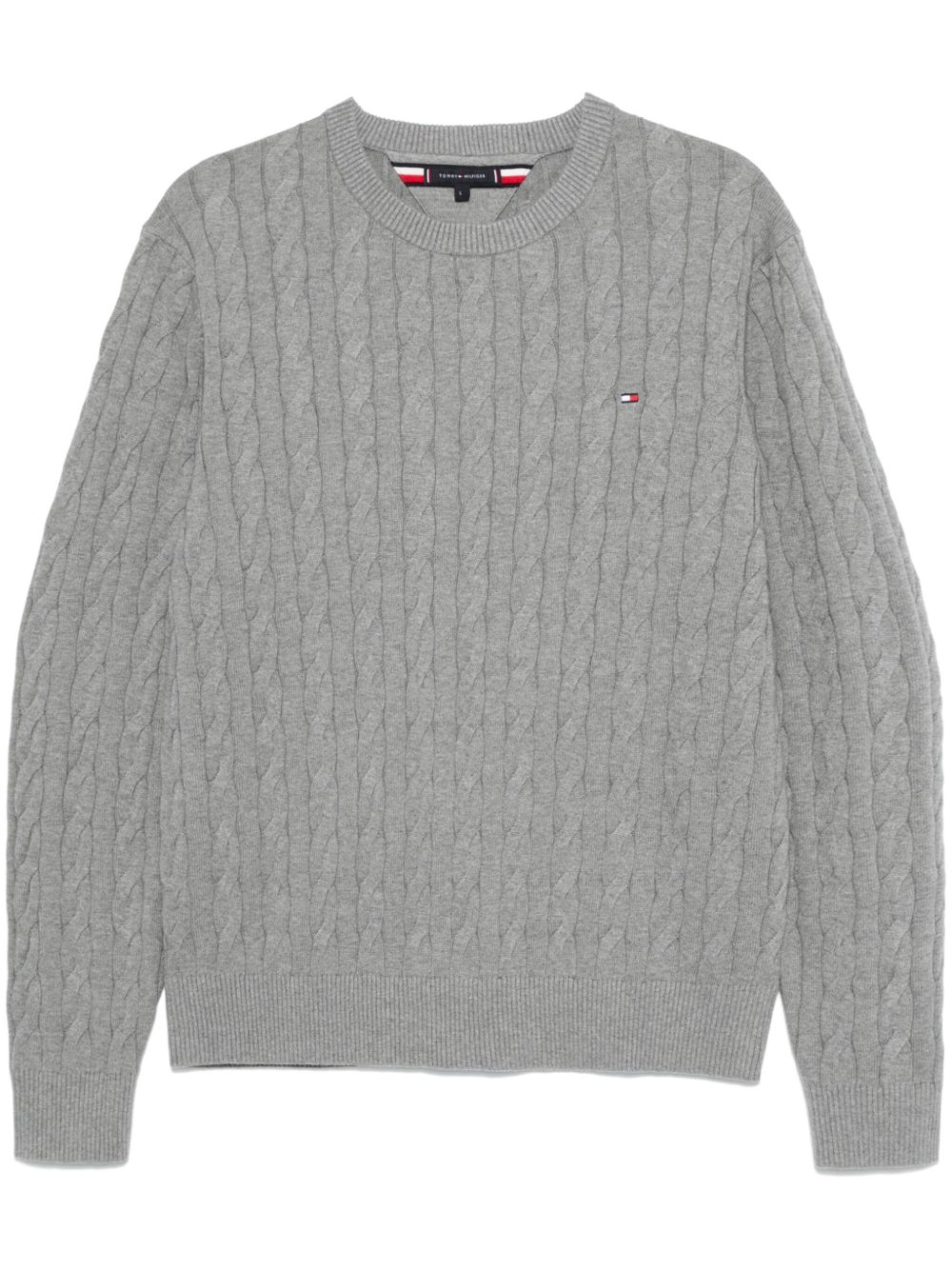 Tommy Hilfiger 粗绞花针织圆领毛衣 - 灰色