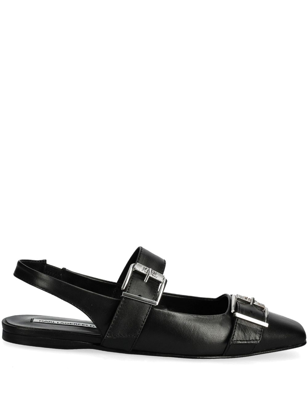 Karl Lagerfeld Konnie Double Strap 芭蕾平底鞋 - 黑色