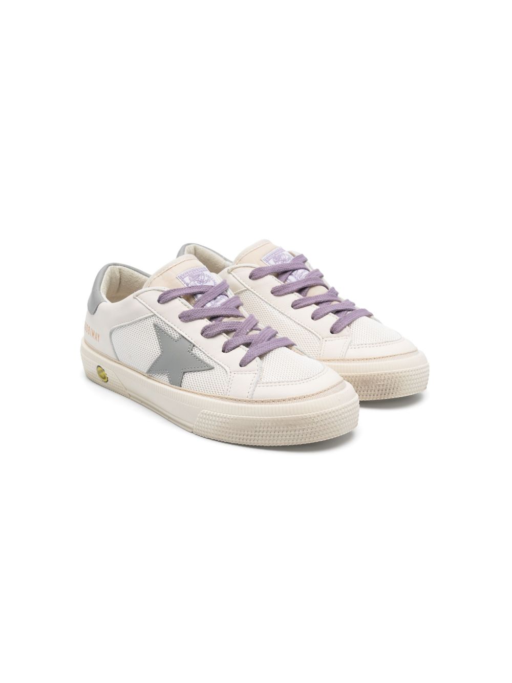 Golden Goose Kids May 星星贴花板鞋 - 白色