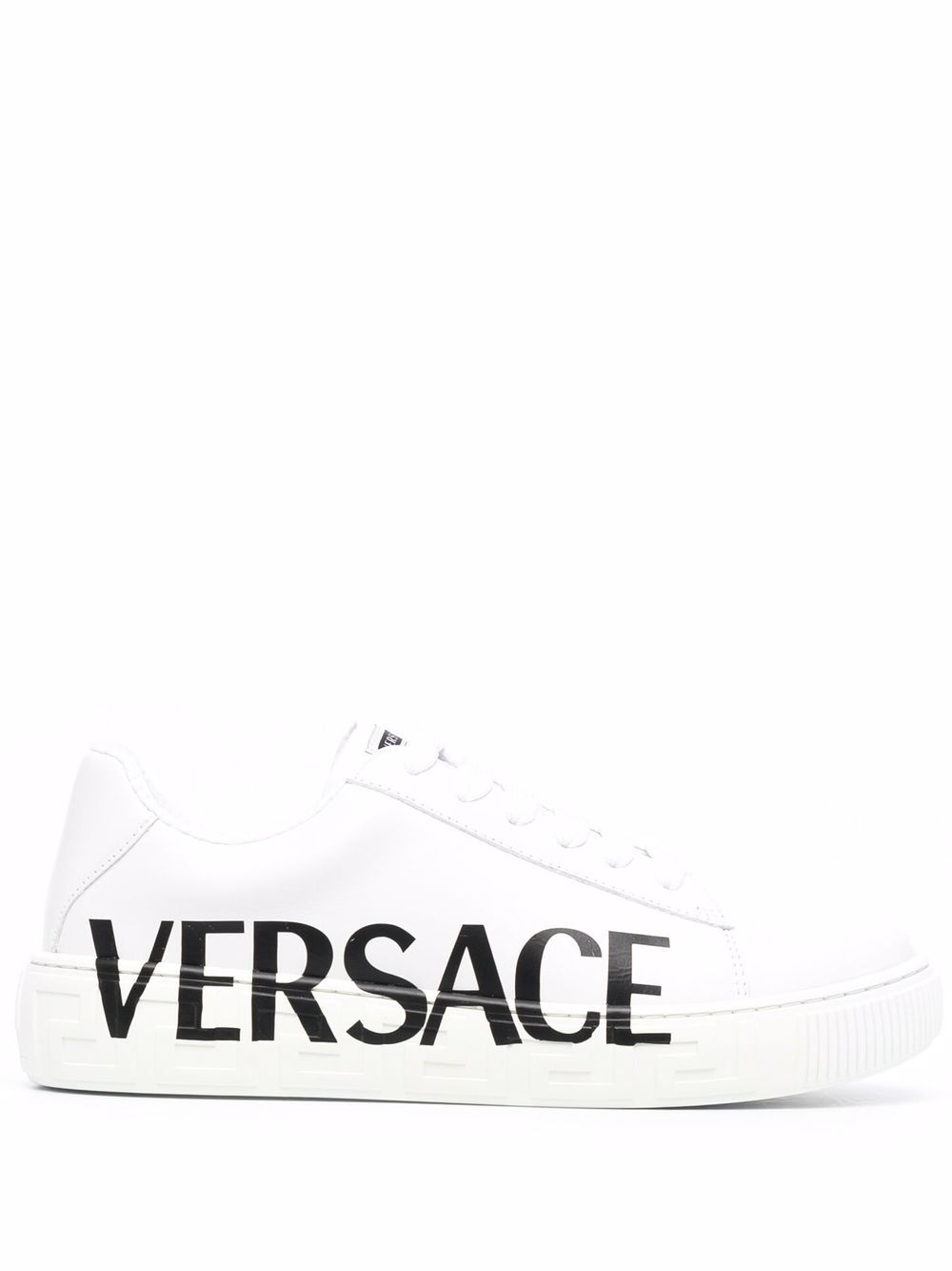 Versace Kids 范思哲 希腊风图案logo印花系带板鞋 - 白色