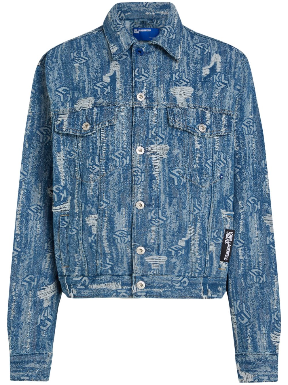 Karl Lagerfeld Jeans 经典logo提花牛仔夹克 - 蓝色