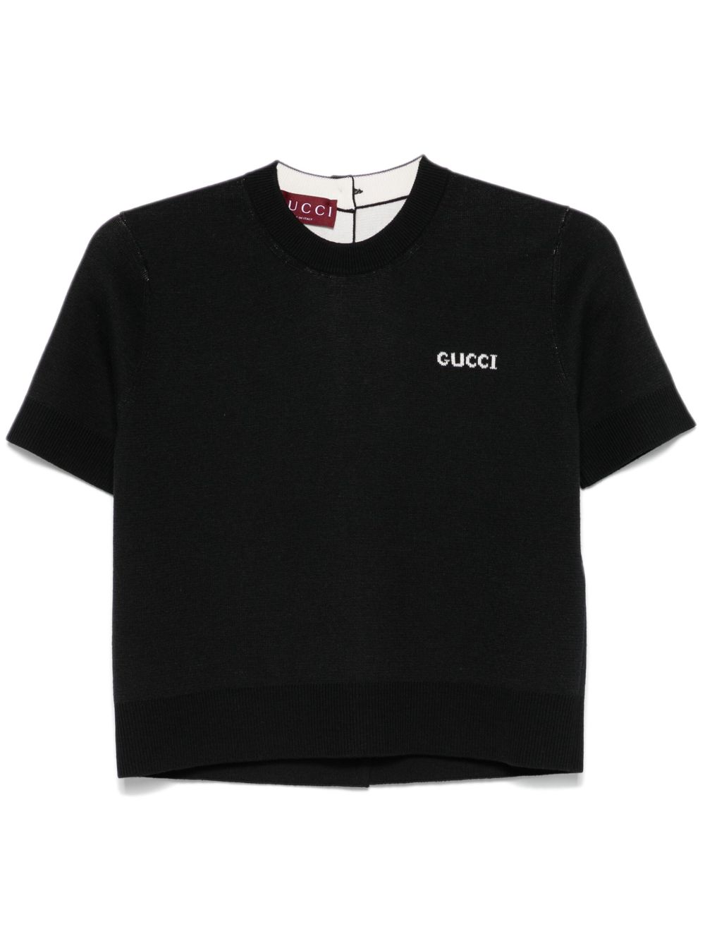 Gucci logo嵌花T恤 - 黑色