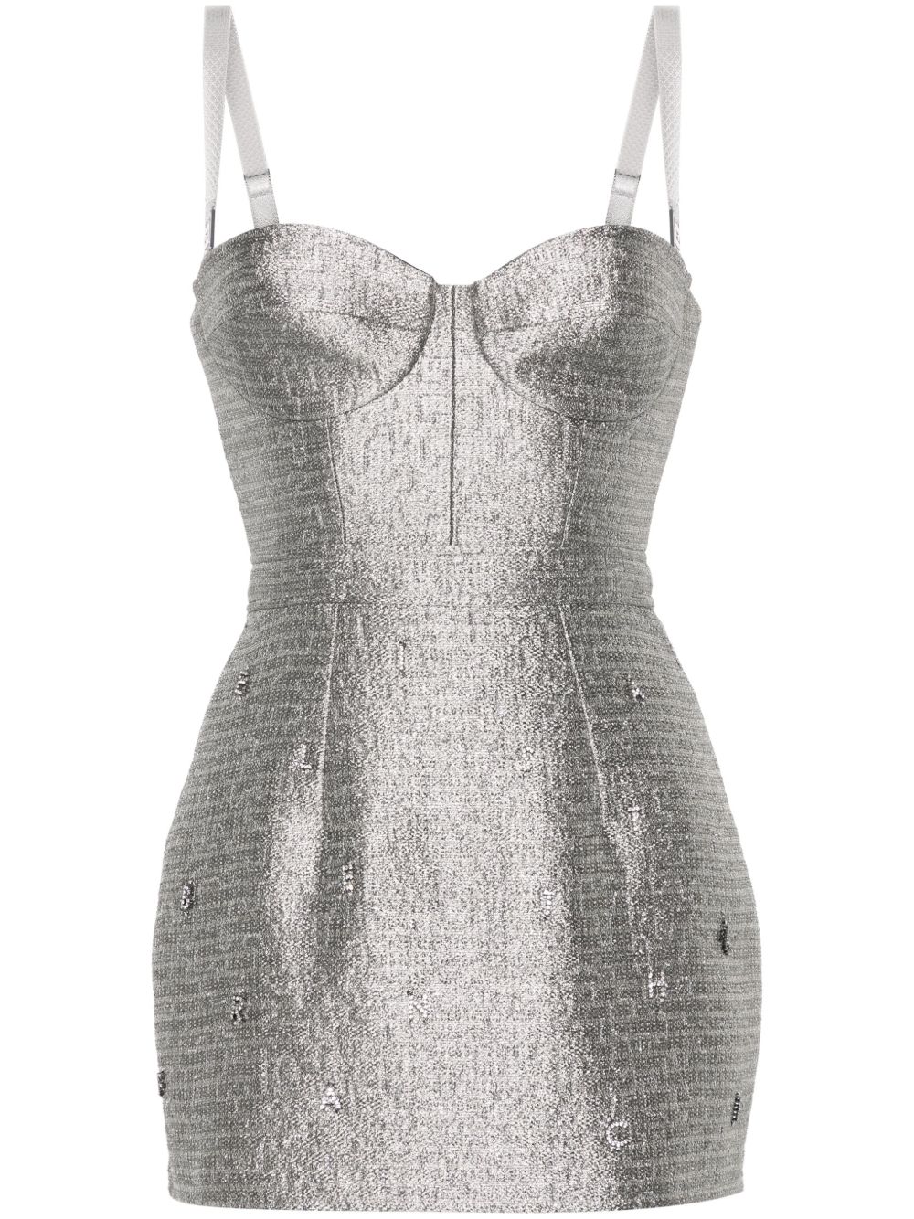 Elisabetta Franchi 粗花呢金银丝迷你连衣裙 - 灰色