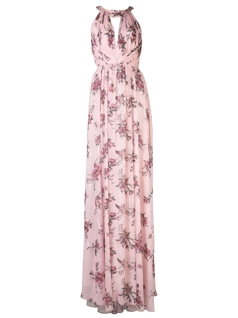 Marchesa Notte Bridesmaids 绕领式花卉印花连衣裙 - 粉色