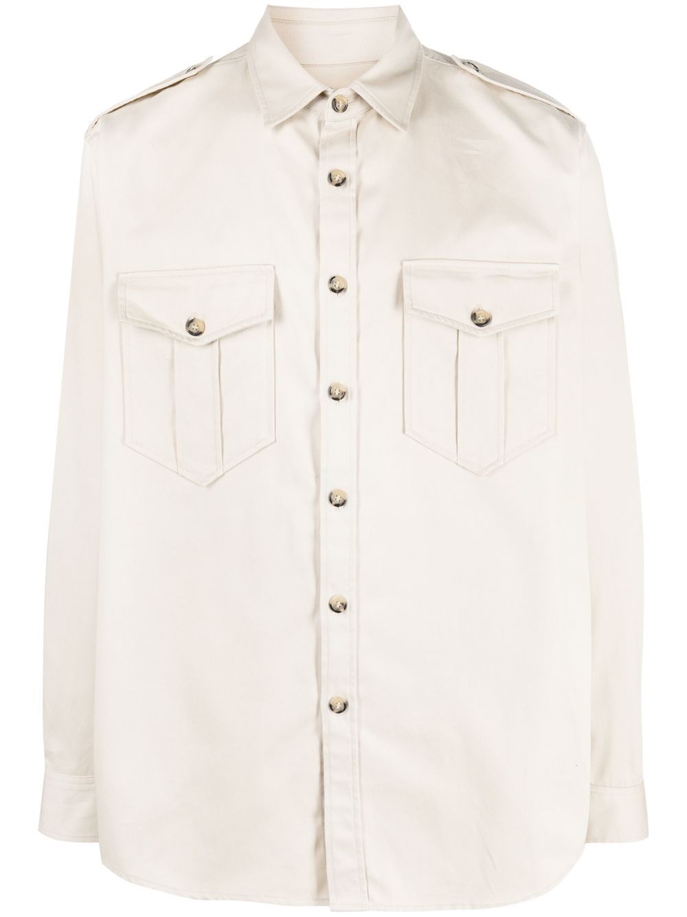 MARANT logo刺绣棉衬衫 - 中性色
