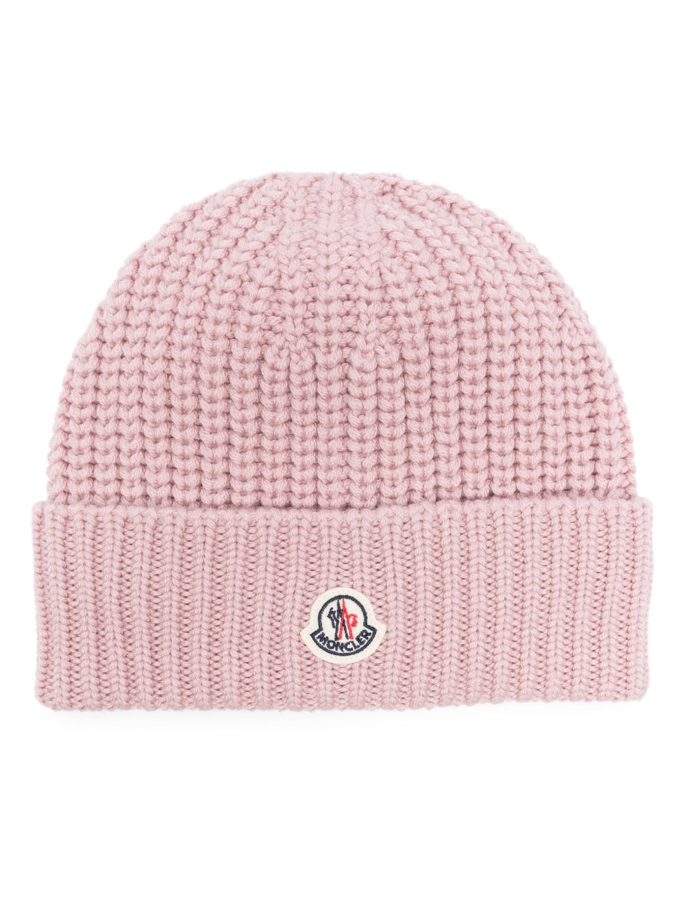 Moncler 标贴罗纹针织套头帽 - 粉色