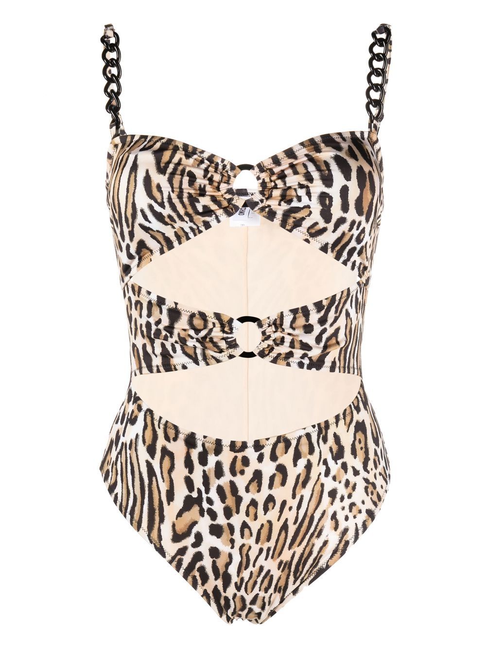 Moschino 豹纹搭链连体泳衣 - 中性色