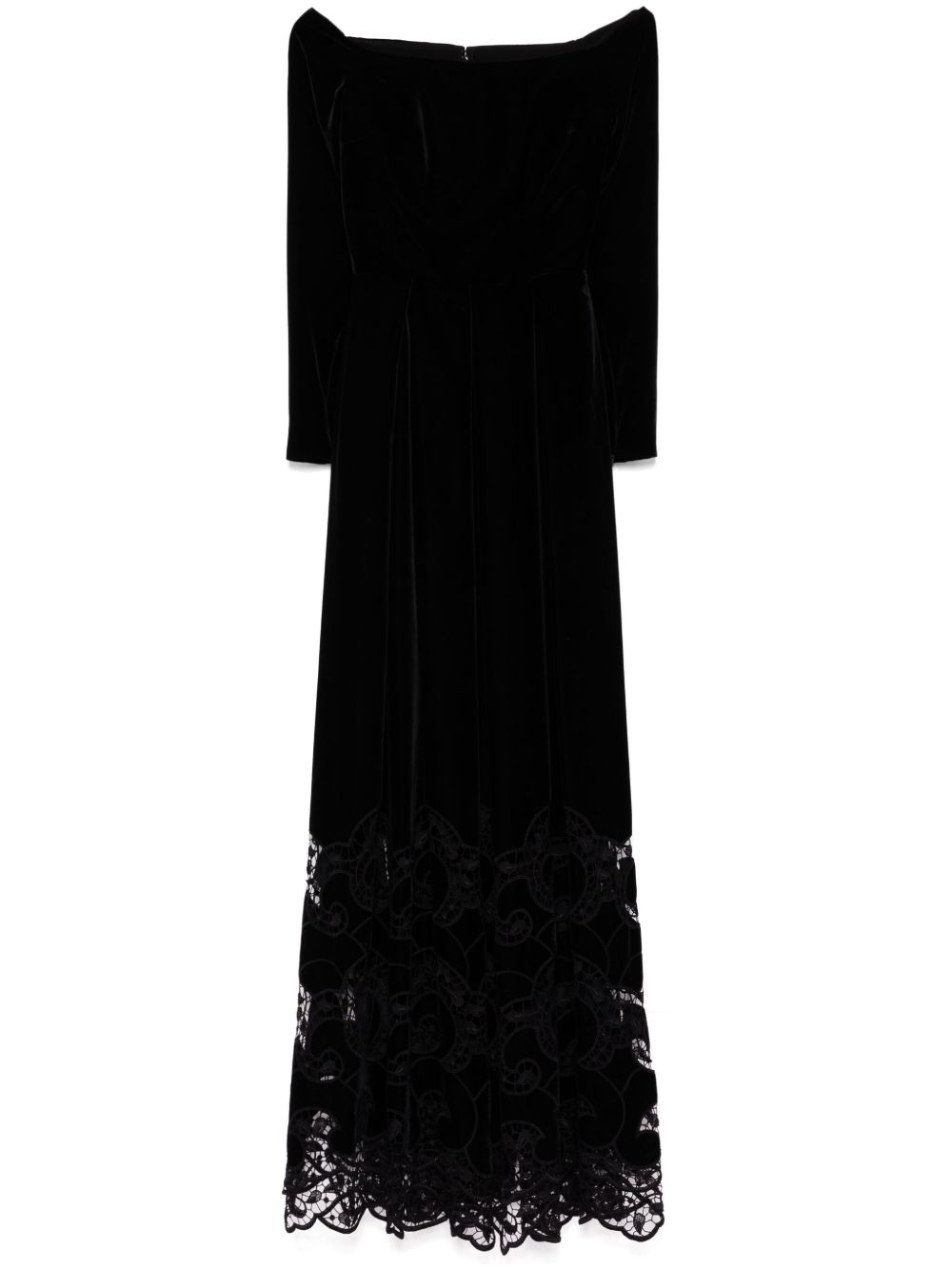 Elie Saab 刺绣丝绒连衣裙 - 黑色
