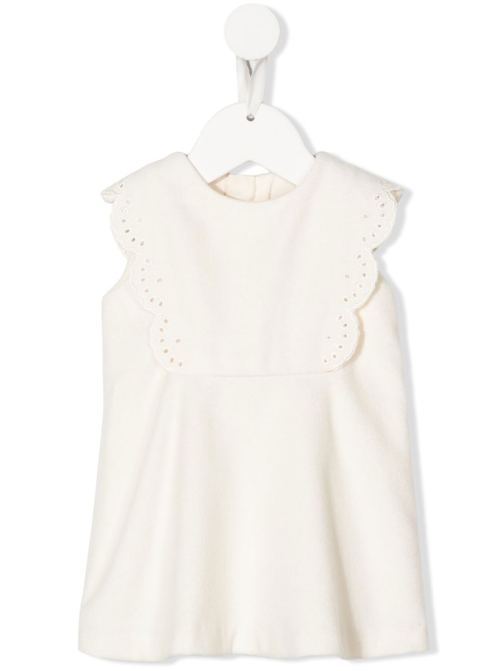 Chloé Kids 扇贝边边饰直筒连衣裙 - 中性色