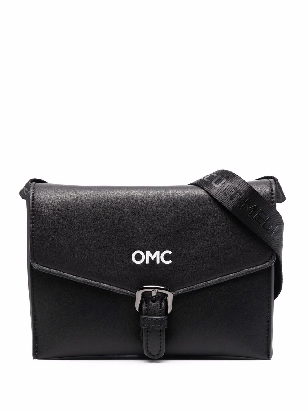 Omc logo压纹斜挎包 - 黑色