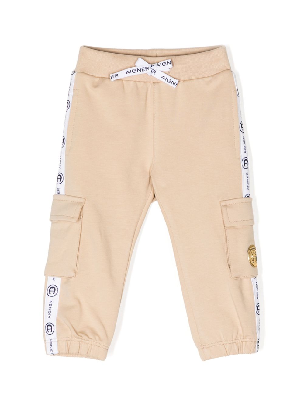Aigner Kids logo饰带抽绳运动裤 - 中性色