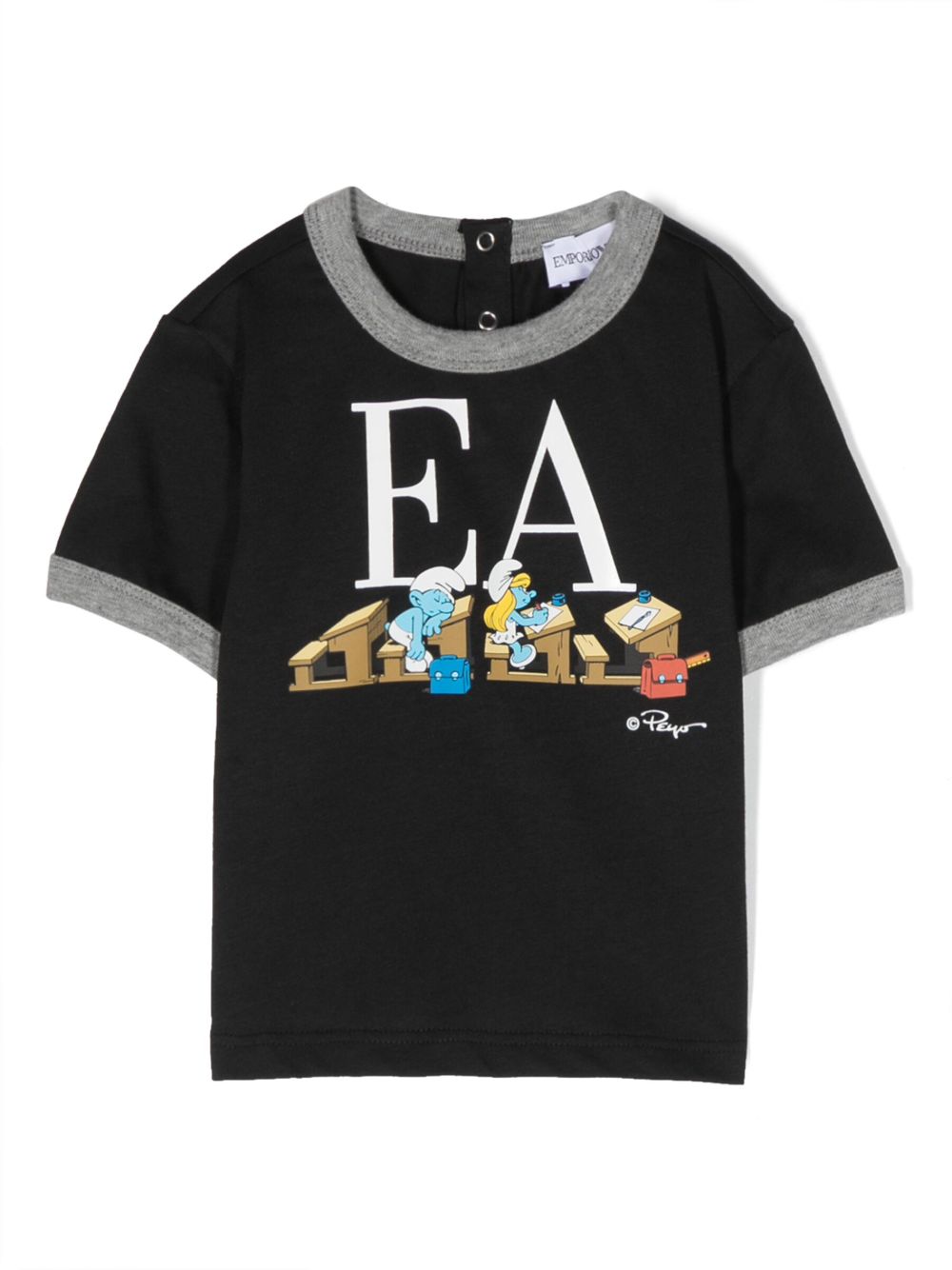 Emporio Armani Kids Smurfs 印花T恤 - 蓝色