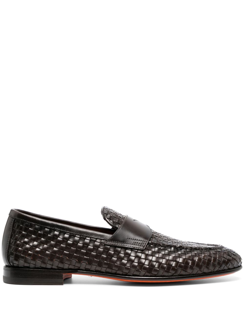 Santoni 编织设计乐福鞋 - 褐色