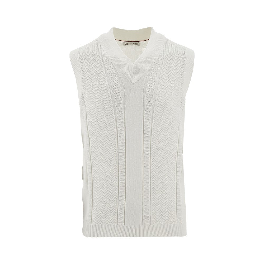 BRUNELLO CUCINELLI Cotton knitted vest Man