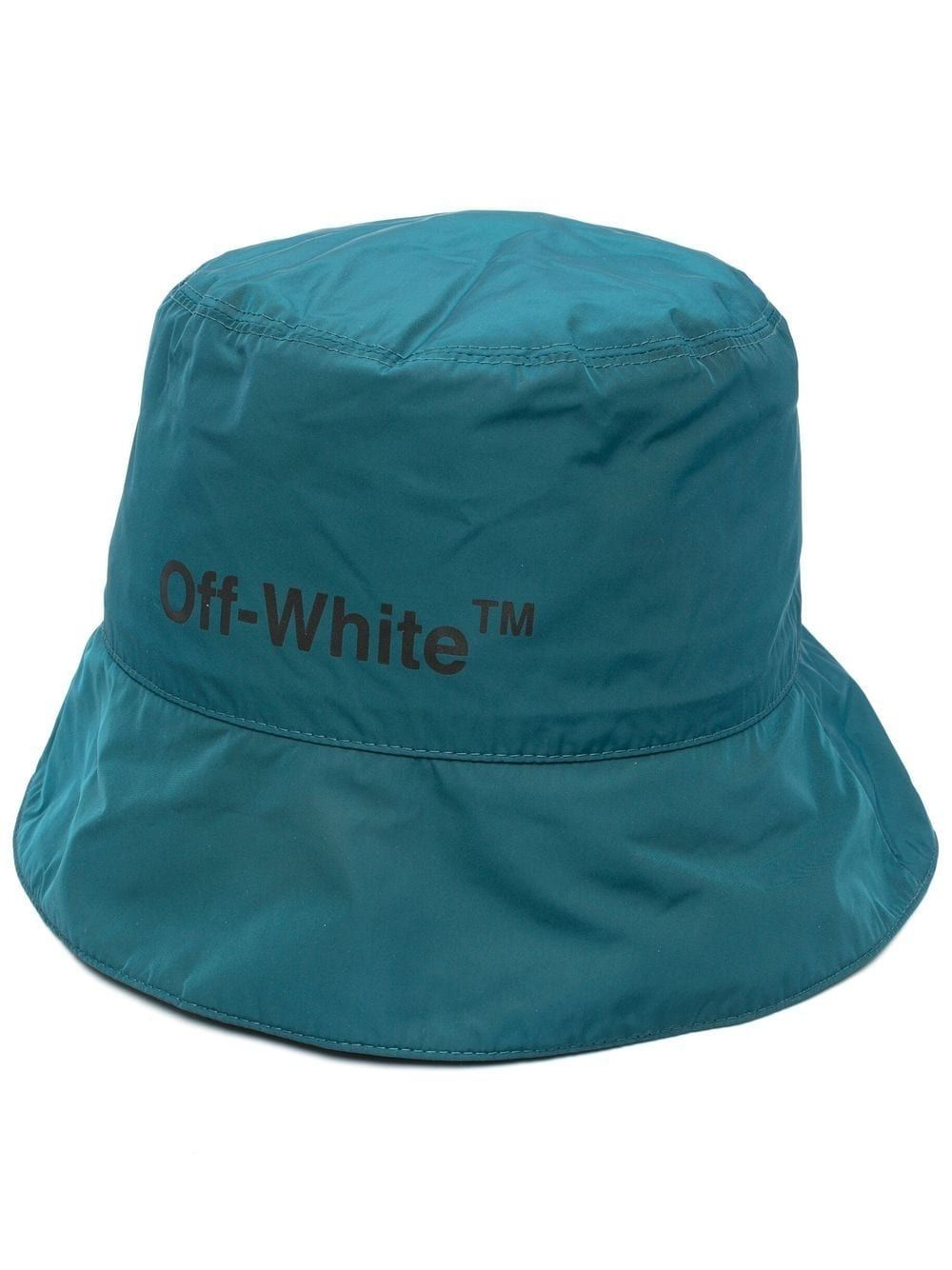 Off-White logo刺绣渔夫帽 - 蓝色