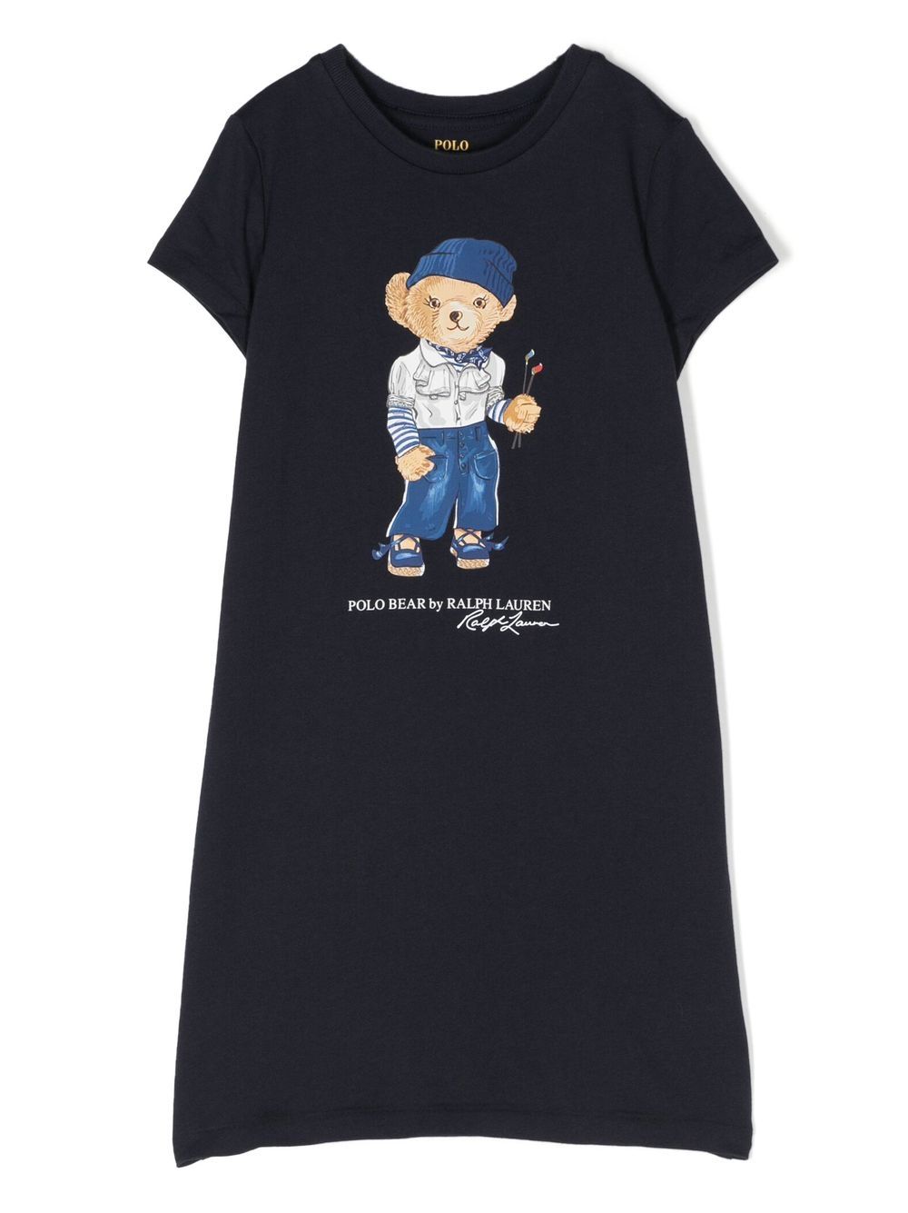 POLO RALPH LAUREN KIDS Polo-Bear 印花连衣裙 - 蓝色