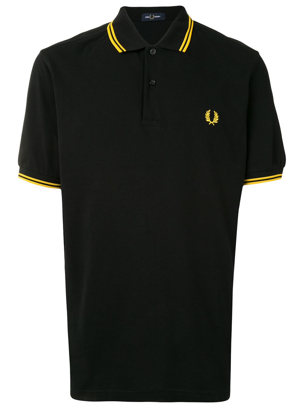 Fred Perry logo条纹边饰polo衫 - 黑色