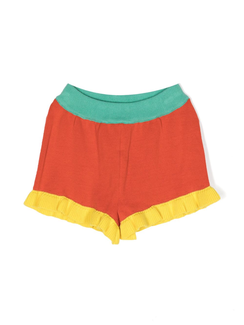 Stella McCartney Kids 拼色棉短裤 - 红色