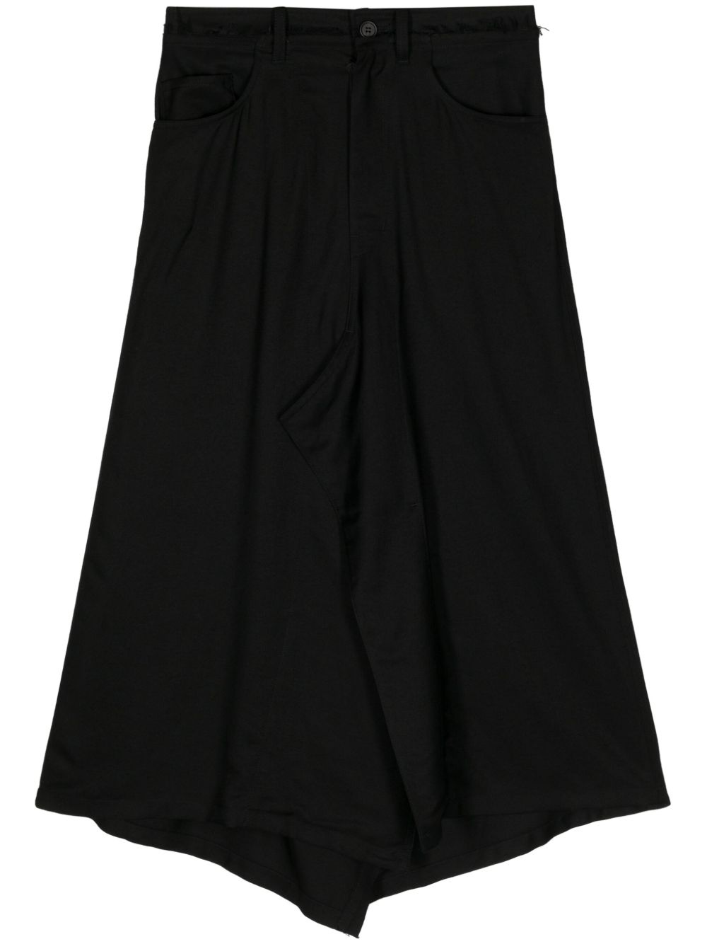 Yohji Yamamoto 不对称裙摆中长半身裙 - 黑色