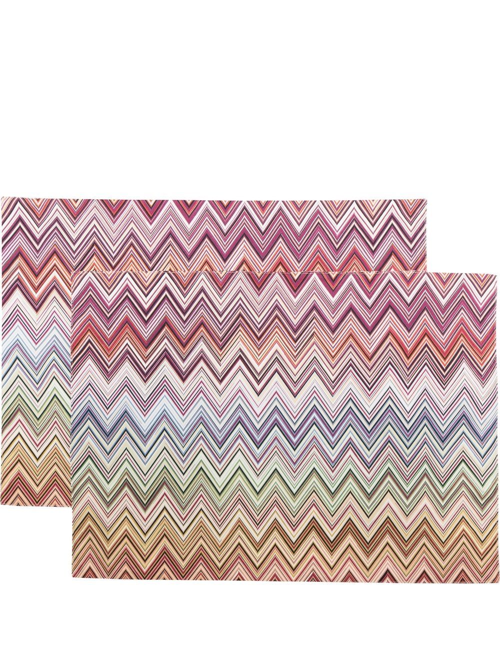 Missoni Home Z字形图案印花餐垫（两件装） - 红色