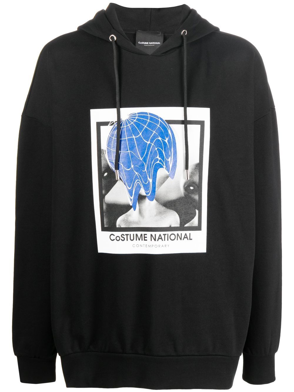 costume national contemporary 图案印花套头式连帽衫 - 黑色