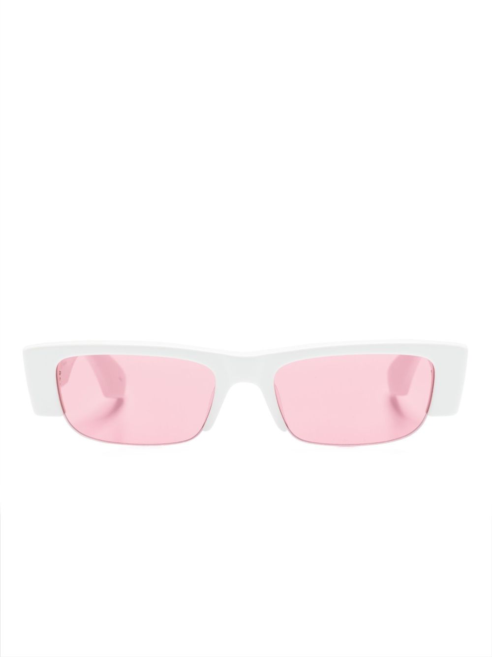Alexander McQueen Eyewear Graffiti 镂空长方镜框太阳眼镜 - 白色