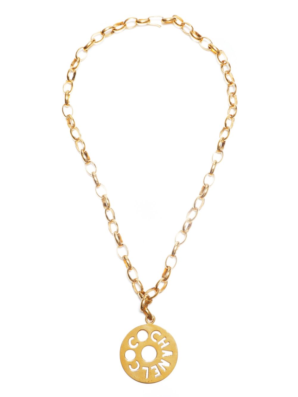 CHANEL Pre-Owned Jumbo 镂空logo项链（1990年典藏款） - 金色