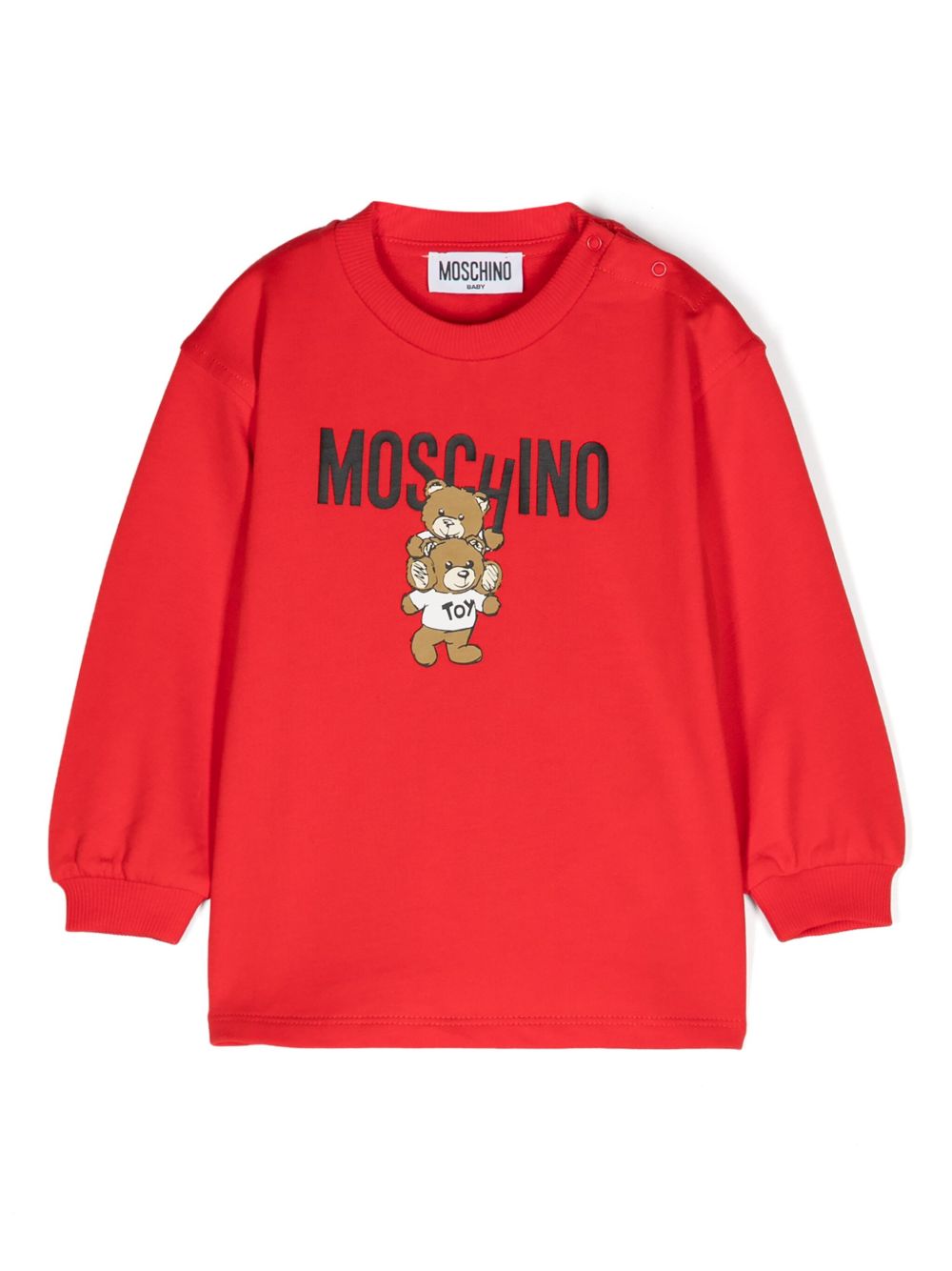 Moschino Kids logo印花连衣裙 - 红色