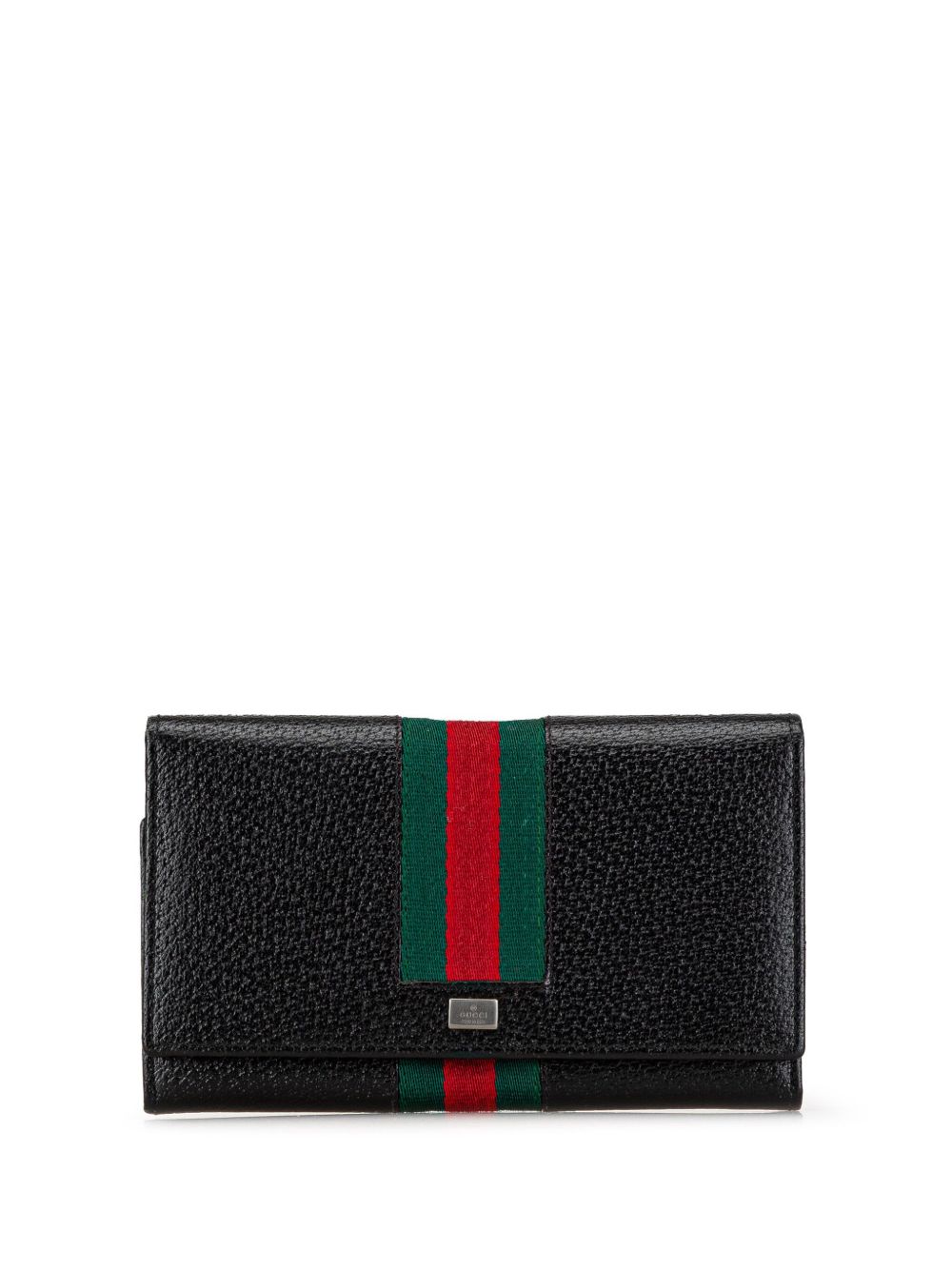 Gucci Pre-Owned 2000-2015 Leather Web Continental Wallet long wallets - 黑色